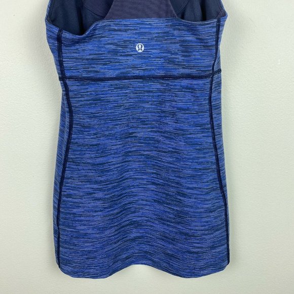 Lululemon Racerback Tank Top Women 4 Blue Gray Space Dye Mesh Built In Shelf Bra - Picture 9 of 9